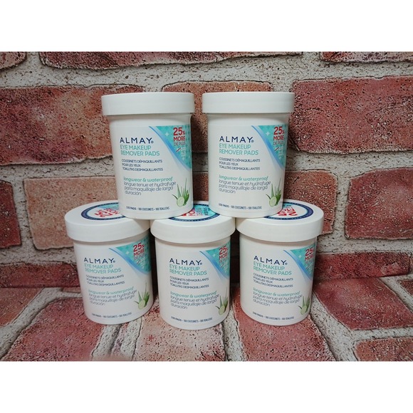 5 X 100 Almay Longwear & Waterproof Eye Makeup Remover Pads Hypoallergenic - Picture 1 of 4